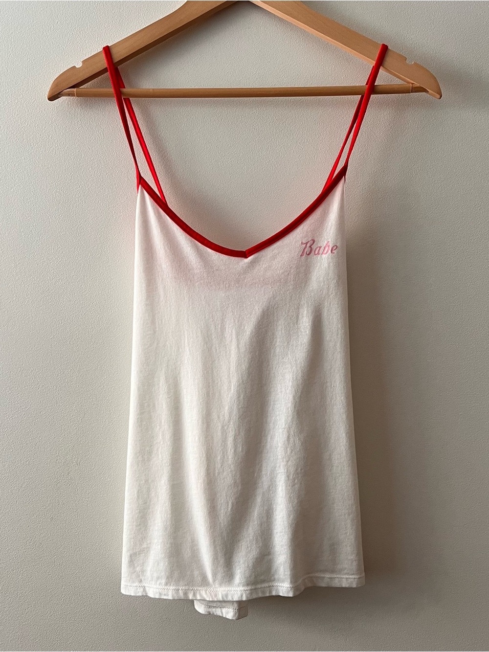 Camp Collection S.F. Red Trim Strappy Cami Tank Top - Babe Script Cotton M